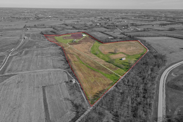 aerial view featuring a rural view