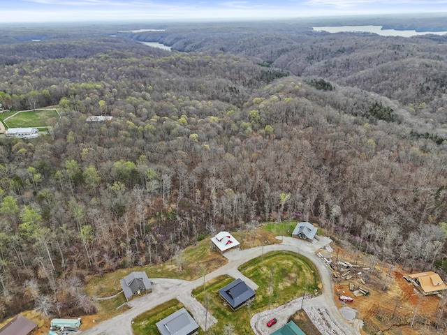 drone / aerial view with a view of trees