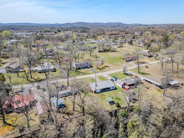 birds eye view of property featuring a mountain view
