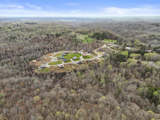 aerial view with a forest view