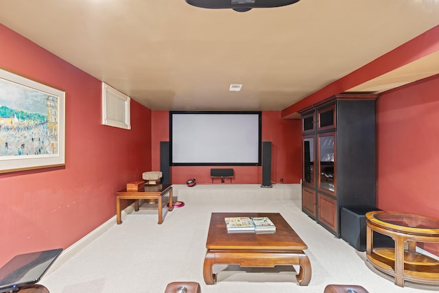 view of carpeted home theater