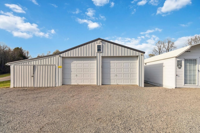 view of detached garage