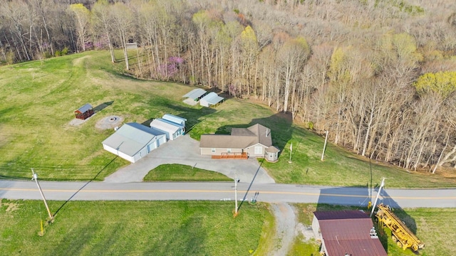 bird's eye view featuring a view of trees