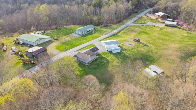 drone / aerial view with a forest view