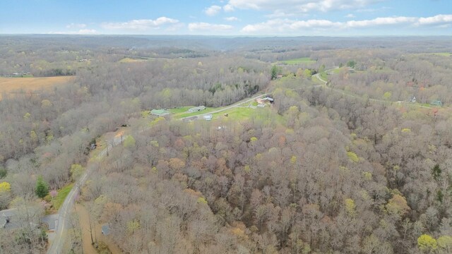 bird's eye view featuring a view of trees