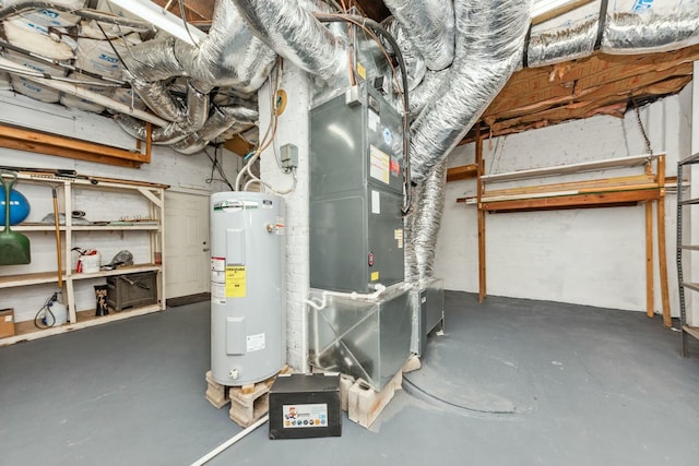 utilities featuring heating unit and electric water heater