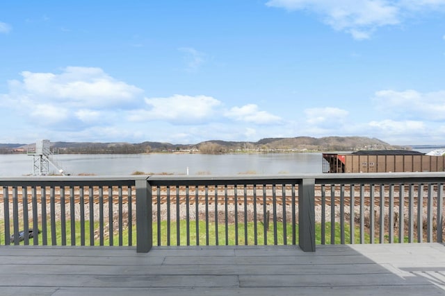 wooden deck with a water view