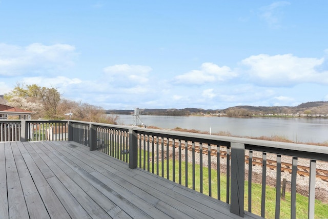 deck with a water view