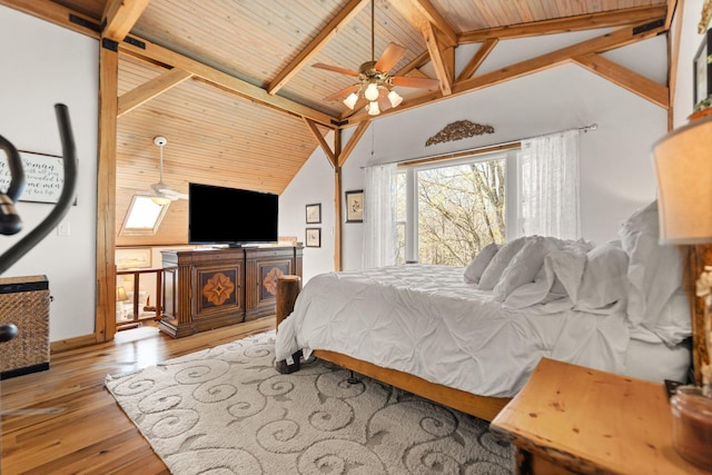 1295 Burger Knob Rd, Junction City, KY 40440 - bedroom with vaulted ceiling with beams, light wood-style floors, baseboards, and wooden ceiling