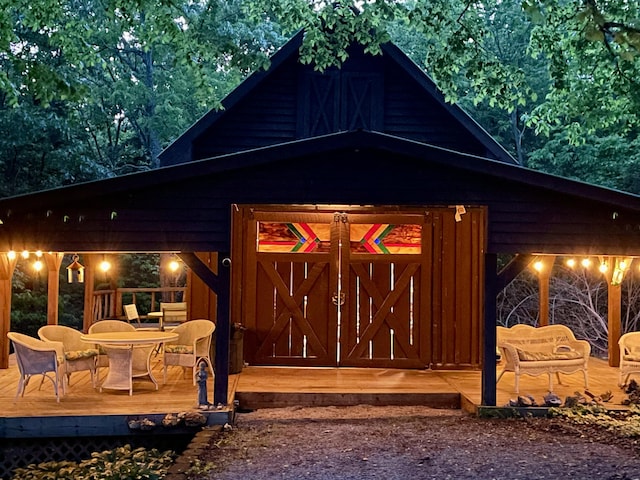 1295 Burger Knob Rd, Junction City, KY 40440 - exterior space featuring an outbuilding and a deck