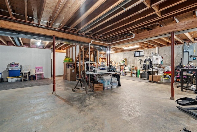 view of unfinished basement