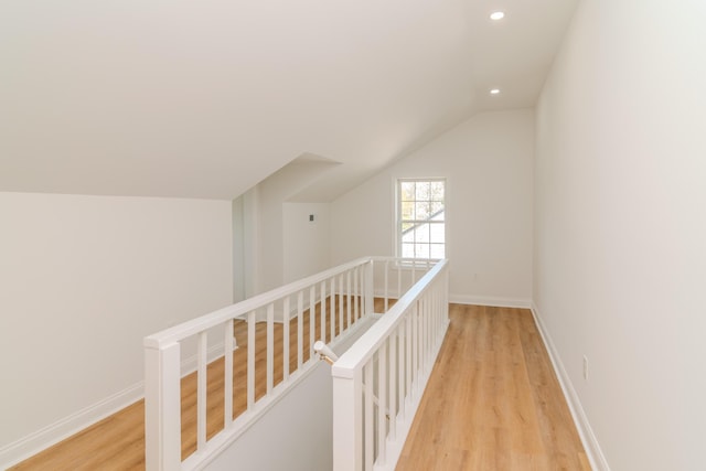 948 Meadow Ln, Lexington, KY 40505 - corridor with baseboards, an upstairs landing, recessed lighting, and light wood finished floors