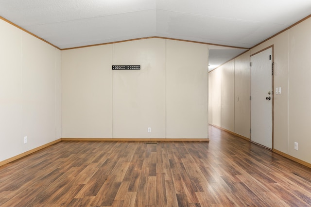 2190 Bluebank Rd, Morehead, KY 40351 - unfurnished room with crown molding, vaulted ceiling, and wood finished floors