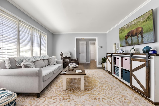 29 Quails Run Ln, West Liberty, KY 41472 - living room featuring wood finished floors, ornamental molding, and baseboards