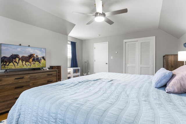 29 Quails Run Ln, West Liberty, KY 41472 - bedroom with vaulted ceiling, a ceiling fan, and a closet
