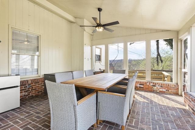 29 Quails Run Ln, West Liberty, KY 41472 - sunroom featuring a ceiling fan, lofted ceiling, and outdoor dining space