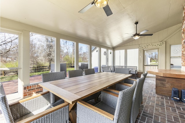 29 Quails Run Ln, West Liberty, KY 41472 - sunroom featuring ceiling fan, outdoor dining area, and lofted ceiling
