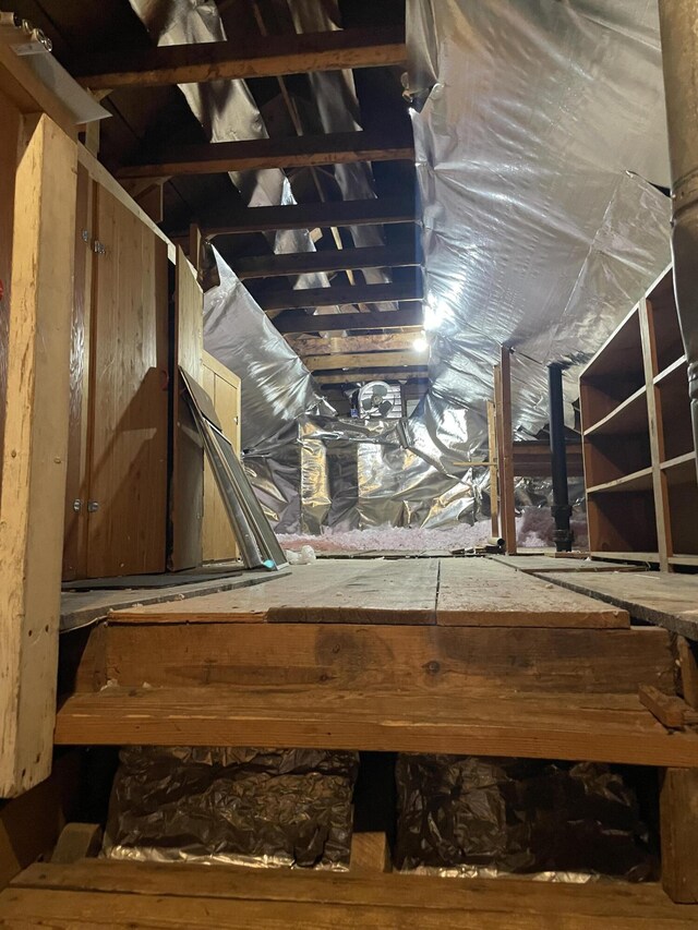 view of unfinished attic