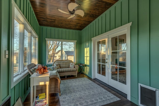 443 Hutchison Rd, Paris, KY 40361 - sunroom featuring wood finished floors, wood ceiling, and french doors