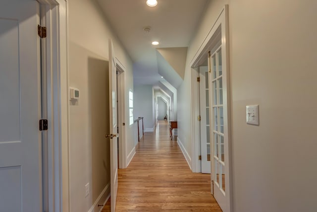 443 Hutchison Rd, Paris, KY 40361 - hall with baseboards, light wood-style flooring, french doors, and recessed lighting