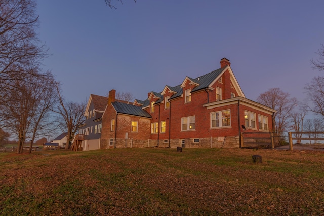 443 Hutchison Rd, Paris, KY 40361 - view of property exterior with fence, a chimney, a standing seam roof, and metal roof