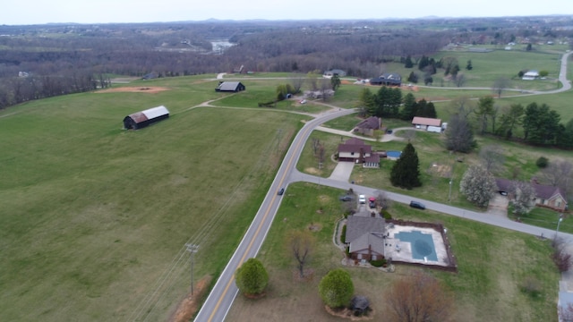 drone / aerial view featuring a rural view