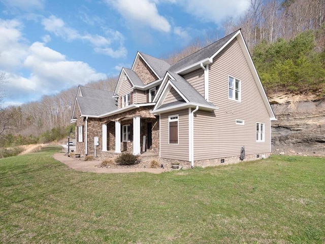 100 Mountain Enterprise Dr, Inez, KY 41224 - view of front facade featuring a porch, a front yard, crawl space, and a shingled roof