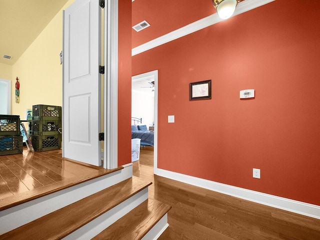 100 Mountain Enterprise Dr, Inez, KY 41224 - stairway with baseboards, visible vents, and wood finished floors