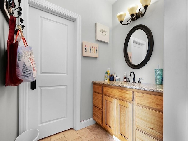 100 Mountain Enterprise Dr, Inez, KY 41224 - bathroom featuring baseboards, a notable chandelier, tile patterned flooring, and vanity