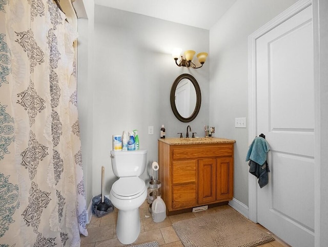 100 Mountain Enterprise Dr, Inez, KY 41224 - full bath featuring toilet, tile patterned floors, a shower with shower curtain, and vanity