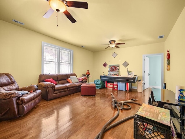 100 Mountain Enterprise Dr, Inez, KY 41224 - living area with a ceiling fan, visible vents, and wood finished floors
