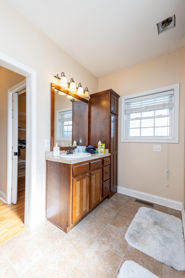 790 Thatchers Mill Rd, Paris, KY 40361 - bathroom featuring baseboards, visible vents, and vanity