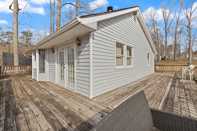 wooden deck with french doors