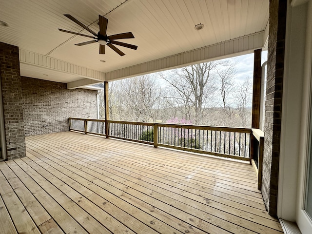deck featuring a ceiling fan