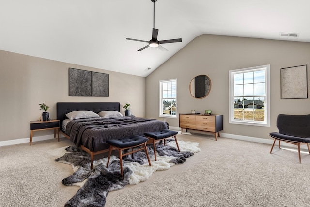 236 Candy Apple Ln, Richmond, KY 40475 - carpeted bedroom with ceiling fan, vaulted ceiling, visible vents, and baseboards