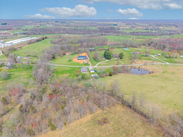 birds eye view of property with a rural view