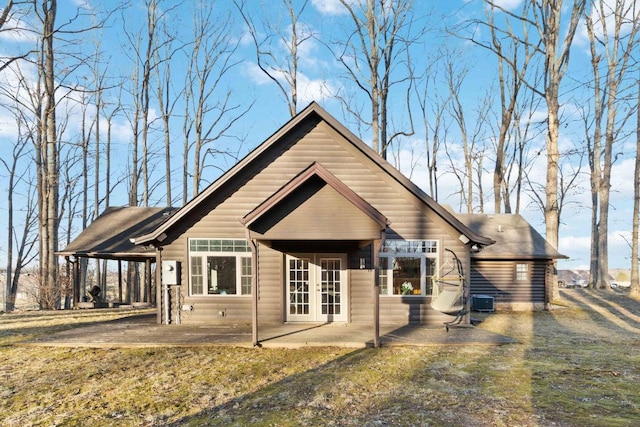 675 Indian Cave Subdivision Rd, Monticello, KY 42633 - back of house with a patio area, french doors, and central air condition unit