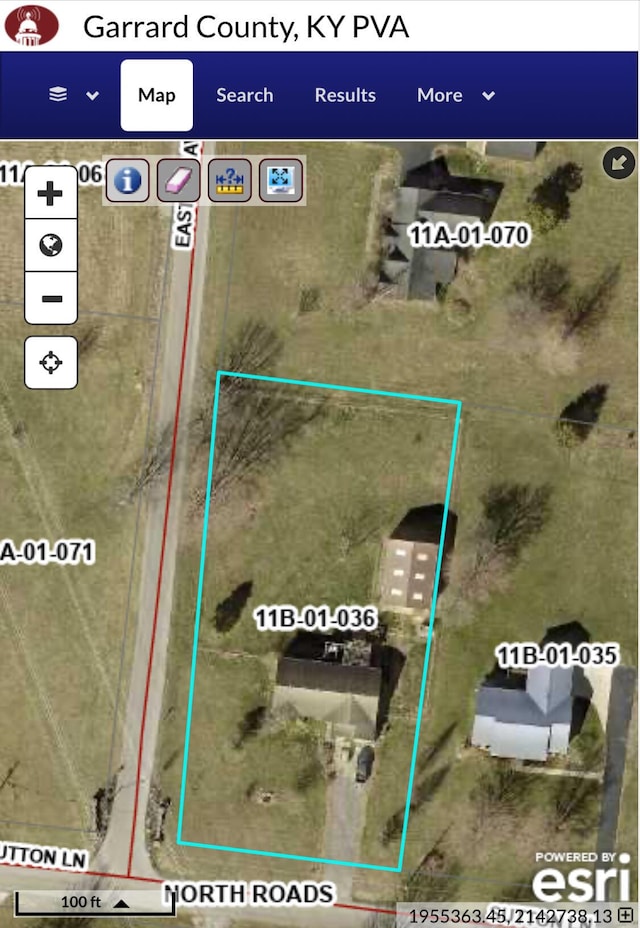 256 Sutton Ln, Lancaster, KY 40444 - map of property location with property boundaries highlighted