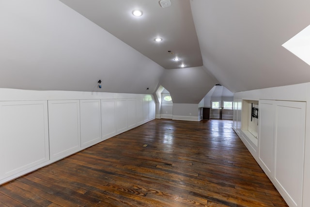 261 N Broadway, Lexington, KY 40507 - bonus room with vaulted ceiling, dark wood-type flooring, recessed lighting, and baseboards