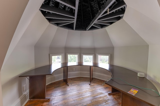 261 N Broadway, Lexington, KY 40507 - unfurnished office with hardwood / wood-style floors, baseboards, and lofted ceiling