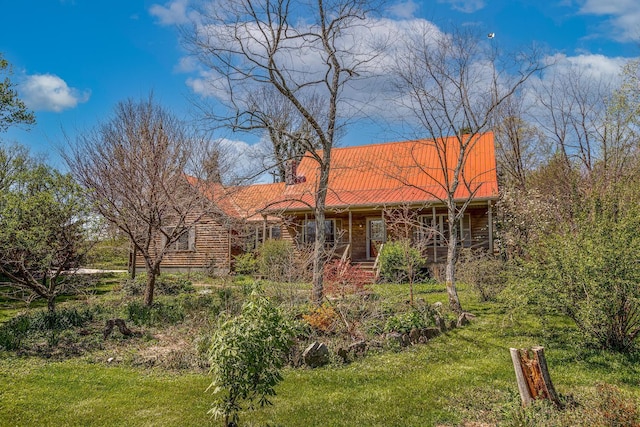 2692 Crab Orchard Rd, Lancaster, KY 40444 - view of front of home with a front lawn, covered porch, and metal roof
