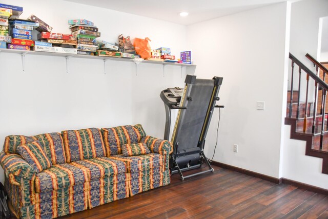 1600 Puncheon Creek Rd, Lawrenceburg, KY 40342 - workout area with wood finished floors, baseboards, and recessed lighting