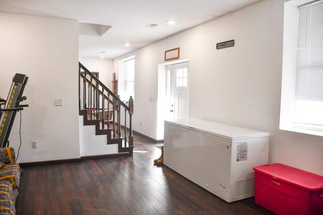 1600 Puncheon Creek Rd, Lawrenceburg, KY 40342 - foyer entrance with wood finished floors, baseboards, stairs, and recessed lighting