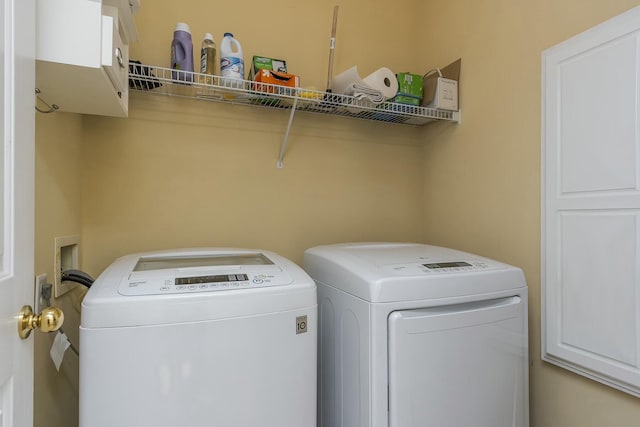 washroom featuring independent washer and dryer and laundry area