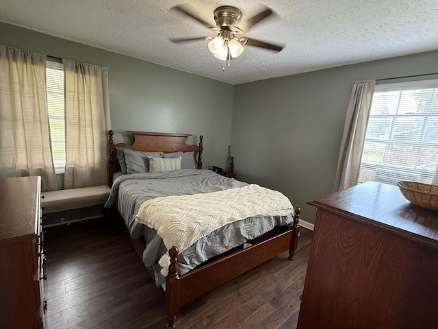 81 Central Union Rd, Albany, KY 42602 - bedroom with a ceiling fan, a textured ceiling, and dark wood finished floors