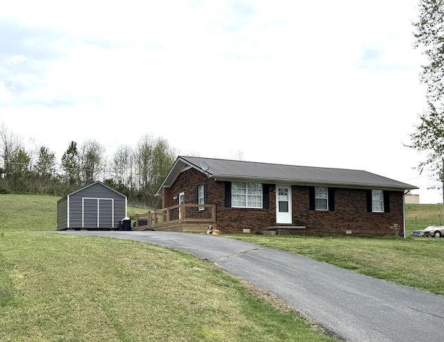 81 Central Union Rd, Albany, KY 42602 - ranch-style home with brick siding, crawl space, aphalt driveway, and a front lawn