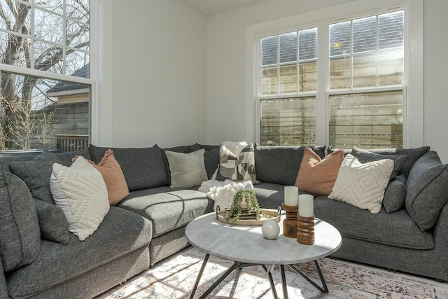 living room featuring plenty of natural light