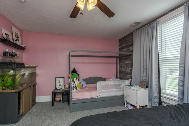 264 Houston Ave, Paris, KY 40361 - bedroom featuring carpet flooring, baseboards, visible vents, and ceiling fan