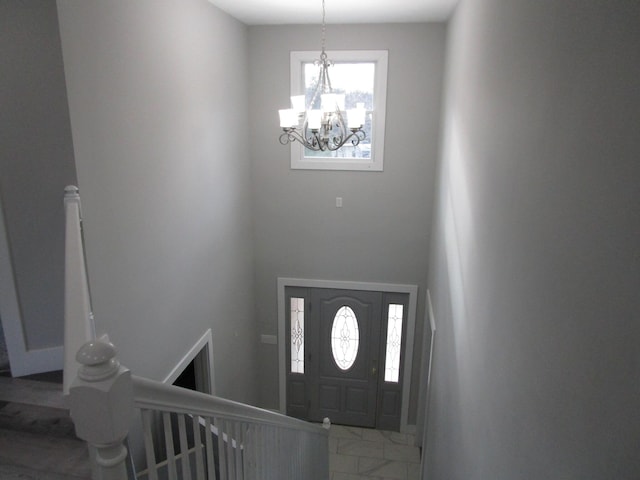 596 Overlook Dr, Lancaster, KY 40444 - entryway with a chandelier