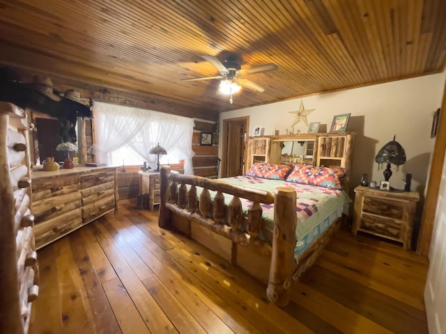 350 Wilderness Ln, Morehead, KY 40351 - bedroom with wood-type flooring, a ceiling fan, and wood ceiling